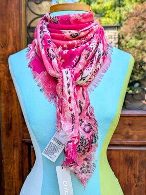 Chico's Fuchsia Paisley Print Scarf - NWT